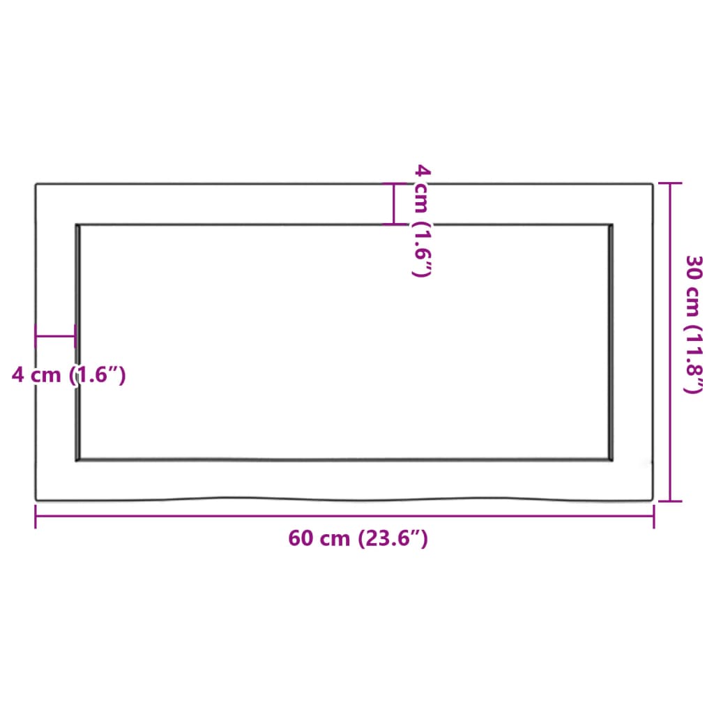 Bathroom Countertop 60x30x(2-6) cm Untreated Solid Wood