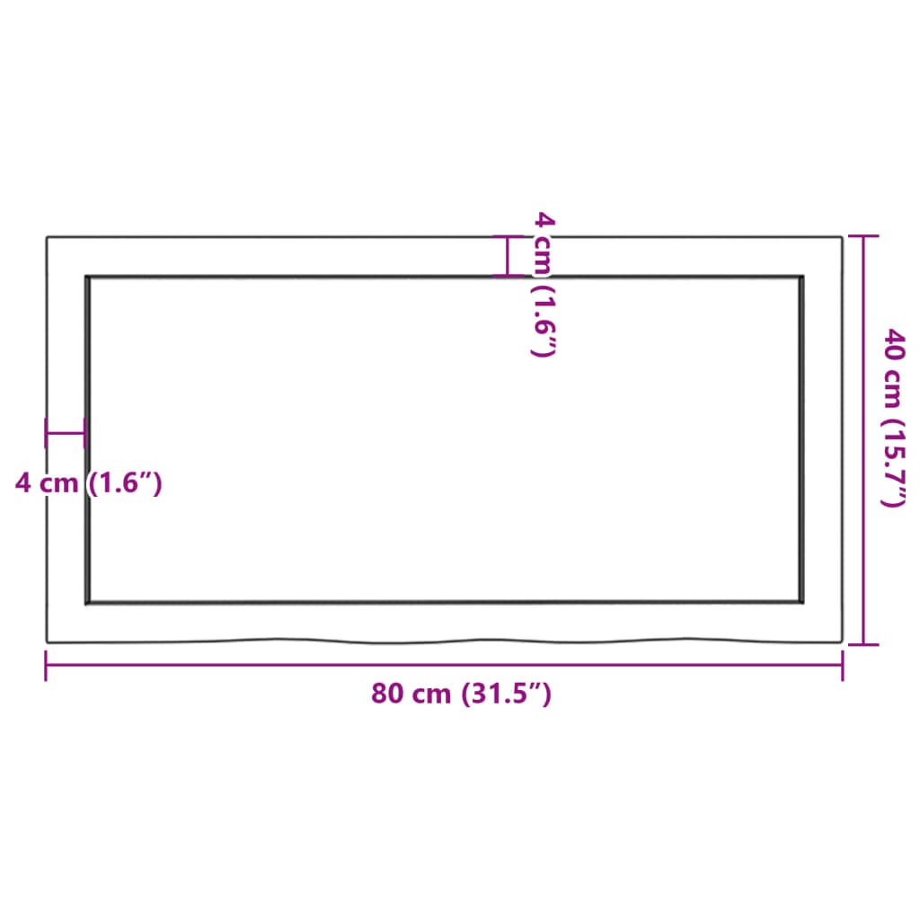 Bathroom Countertop 80x40x(2-4) cm Untreated Solid Wood