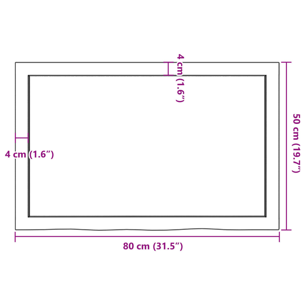 Bathroom Countertop 80x50x(2-6) cm Untreated Solid Wood
