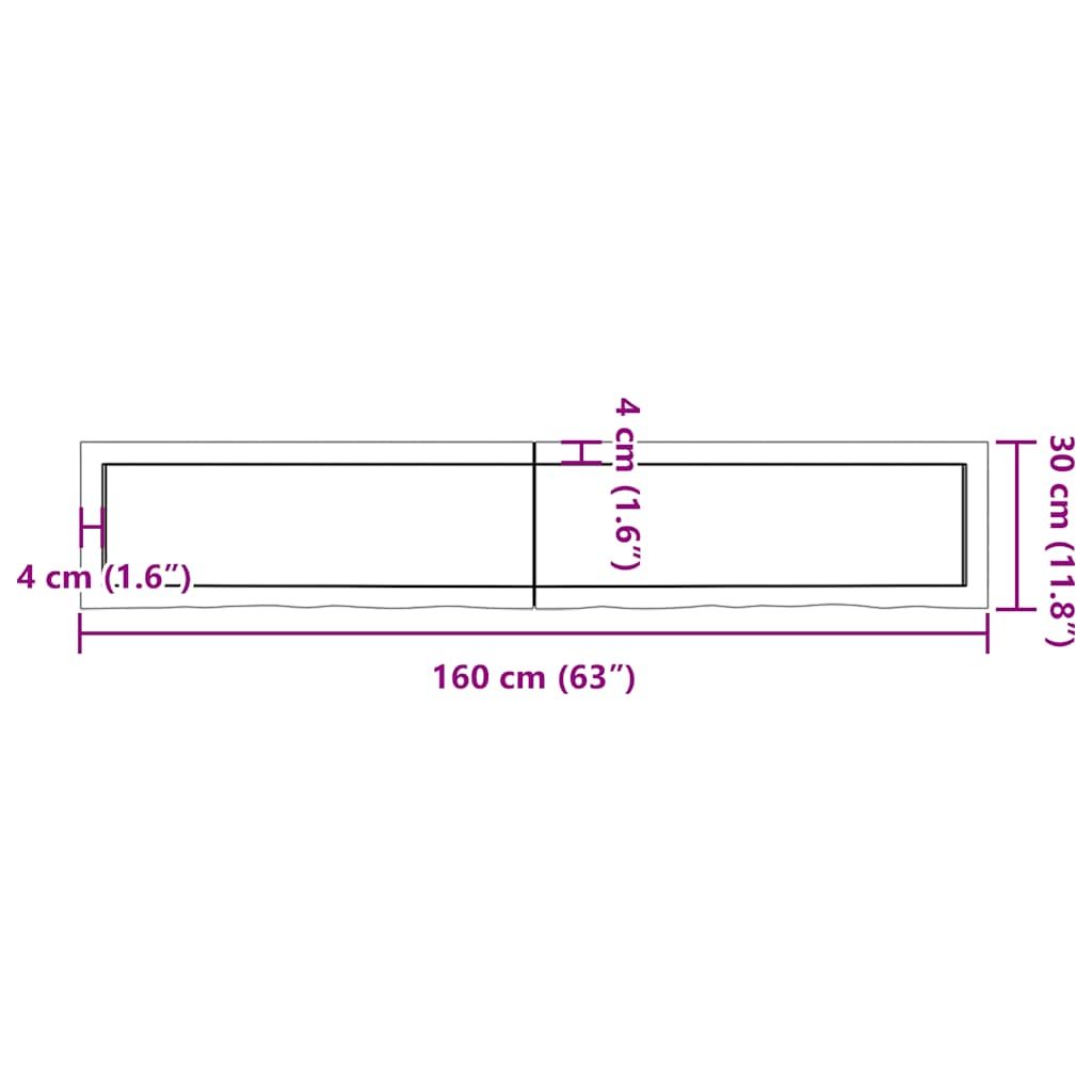 Bathroom Countertop Light Brown 160x30x(2-4)cm Treated Solid Wood
