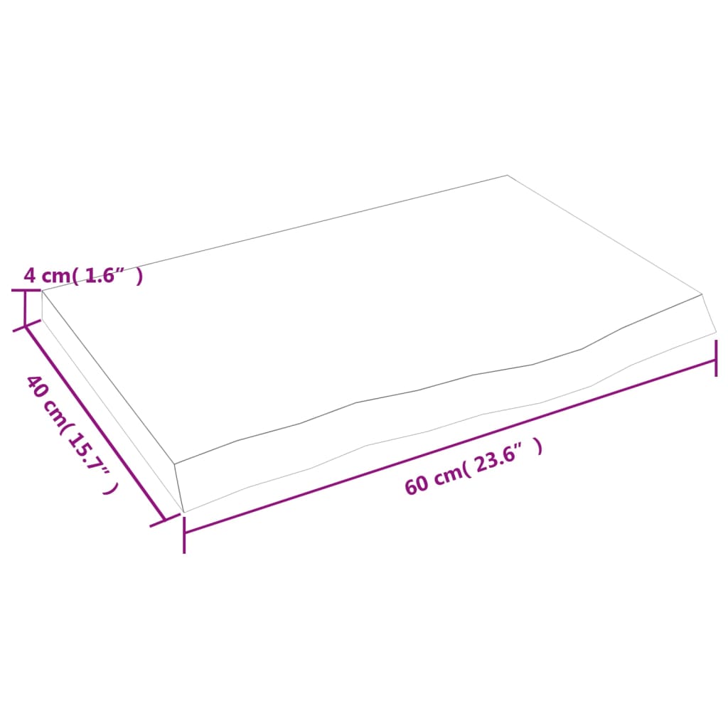Bathroom Countertop Dark Brown 60x40x(2-4)cm Treated Solid Wood