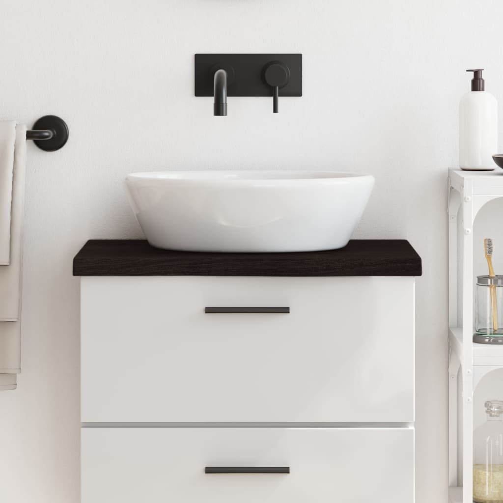 Bathroom Countertop Dark Brown 60x40x(2-4)cm Treated Solid Wood