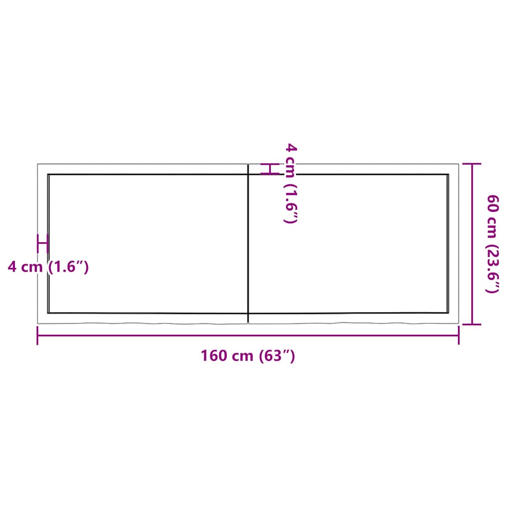 Bathroom Countertop Dark Brown 160x60x(2-6) cm Treated Solid Wood