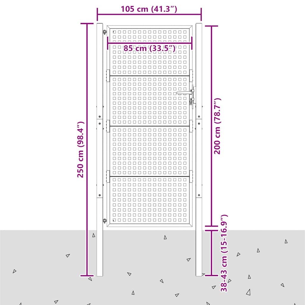 Garden Gate Anthracite 100x200 cm Steel