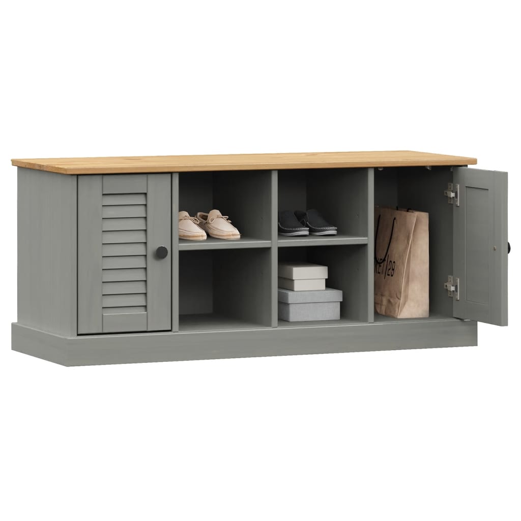 Shoe Bench VIGO Grey 106x35x45 cm Solid Wood Pine