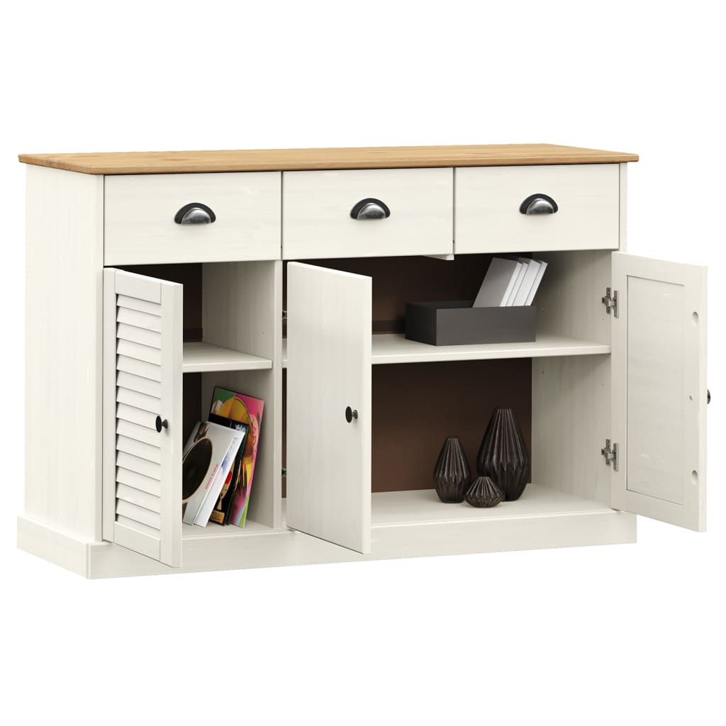 Sideboard with Drawers "VIGO" 113x40x75 cm White Solid Wood Pine