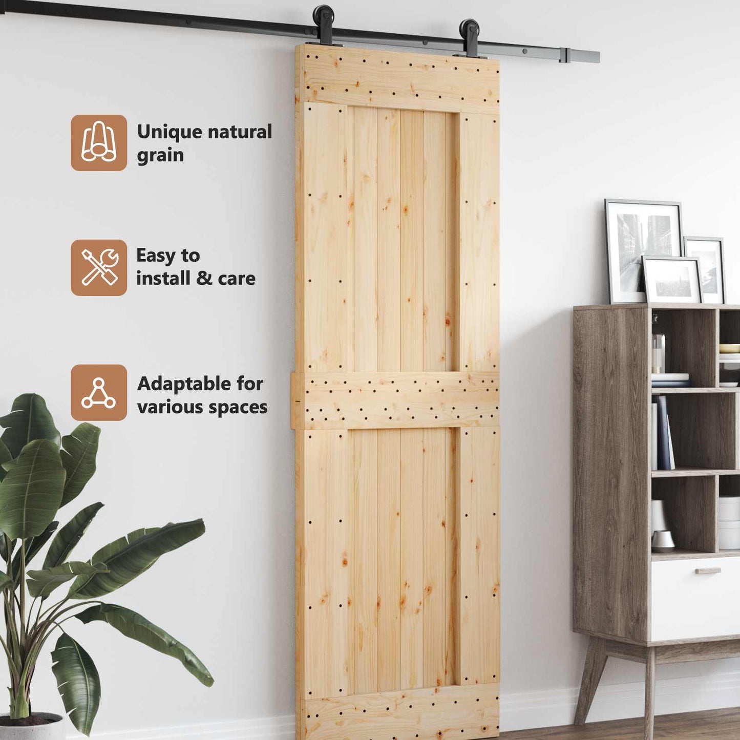Door NARVIK 70 x 210 cm Solid Pine Wood (Untreated) Natural