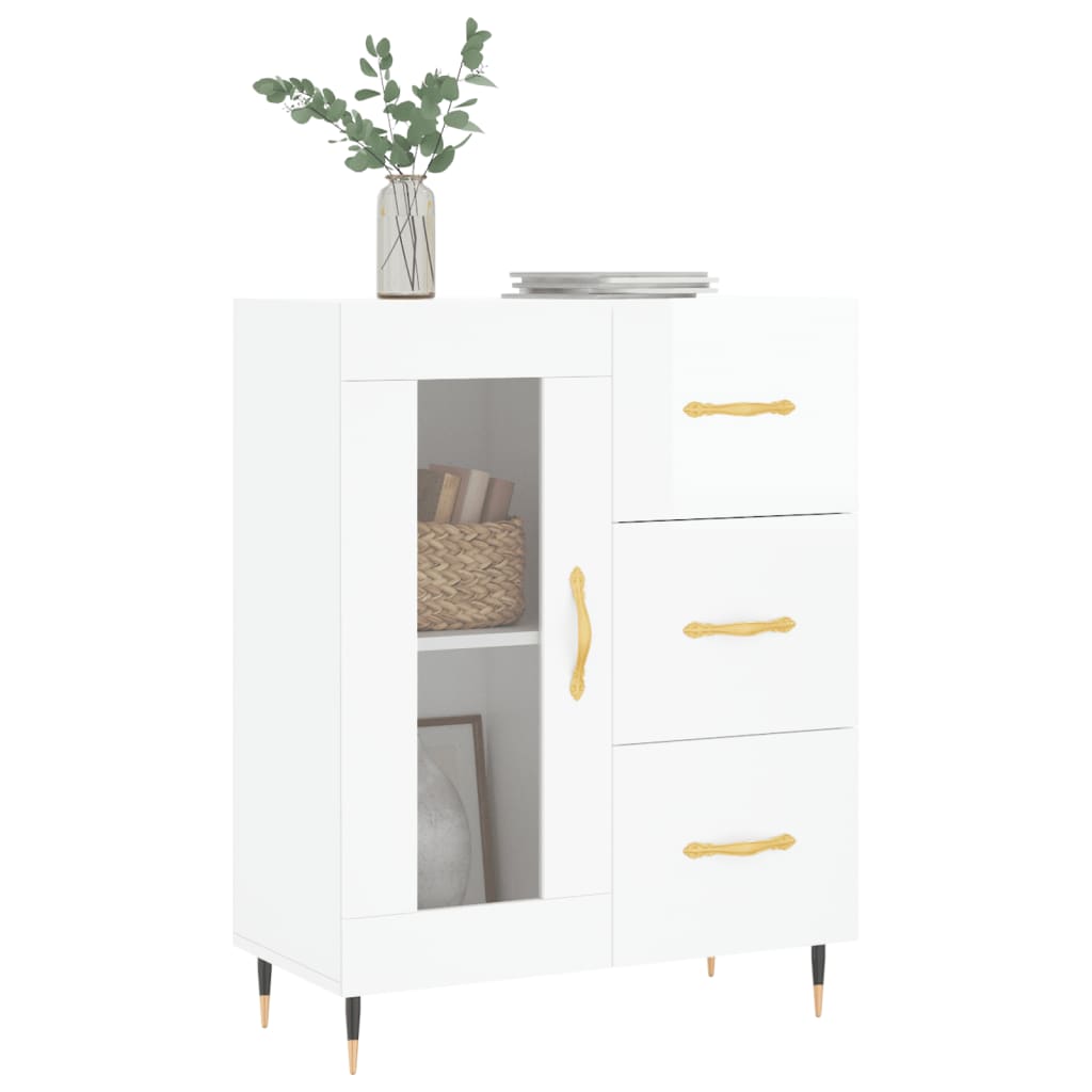Sideboard High Gloss White 69.5x34x90 cm Engineered Wood