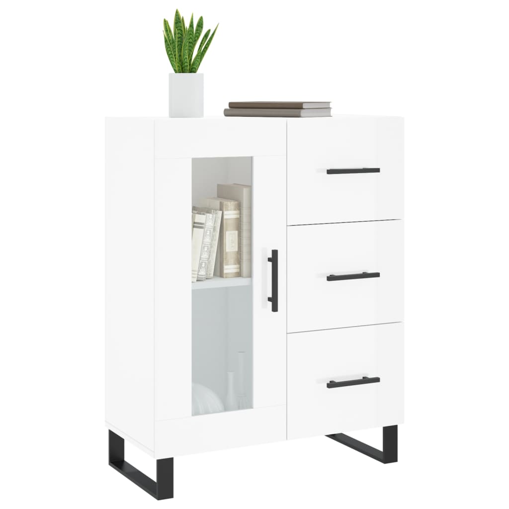Sideboard High Gloss White 69.5x34x90 cm Engineered Wood