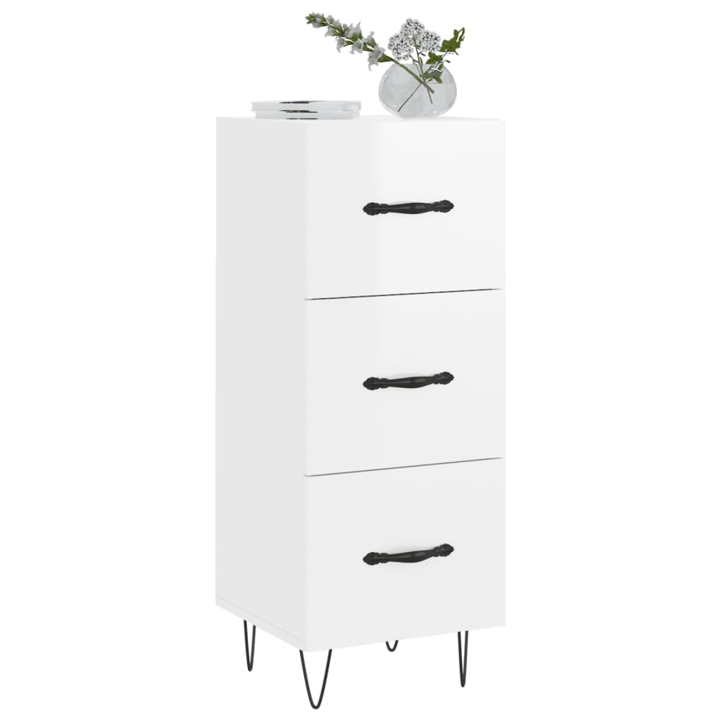 Sideboard High Gloss White 34.5x34x90 cm Engineered Wood