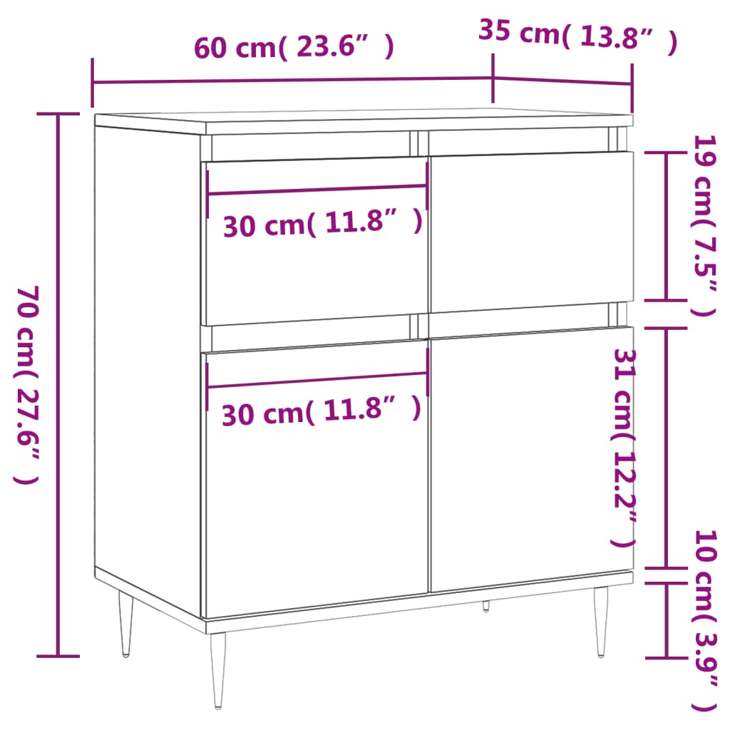 Sideboard Sonoma Oak 60x35x70 cm Engineered Wood