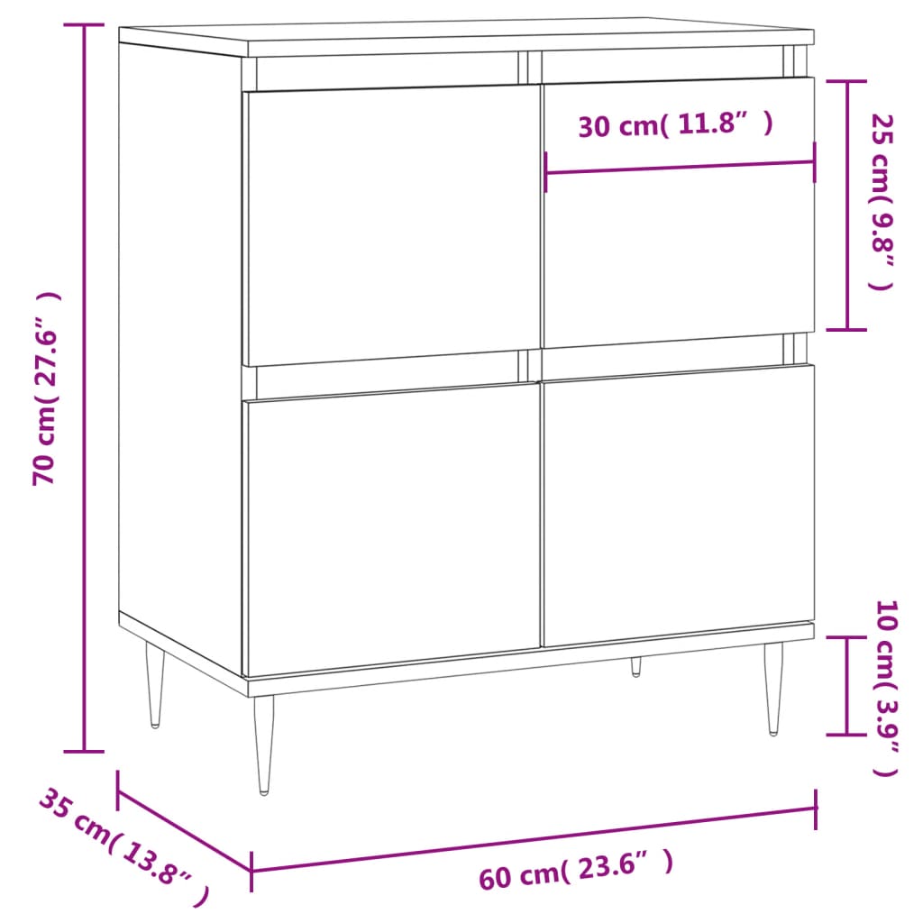 Sideboard Concrete Grey 60x35x70 cm Engineered Wood