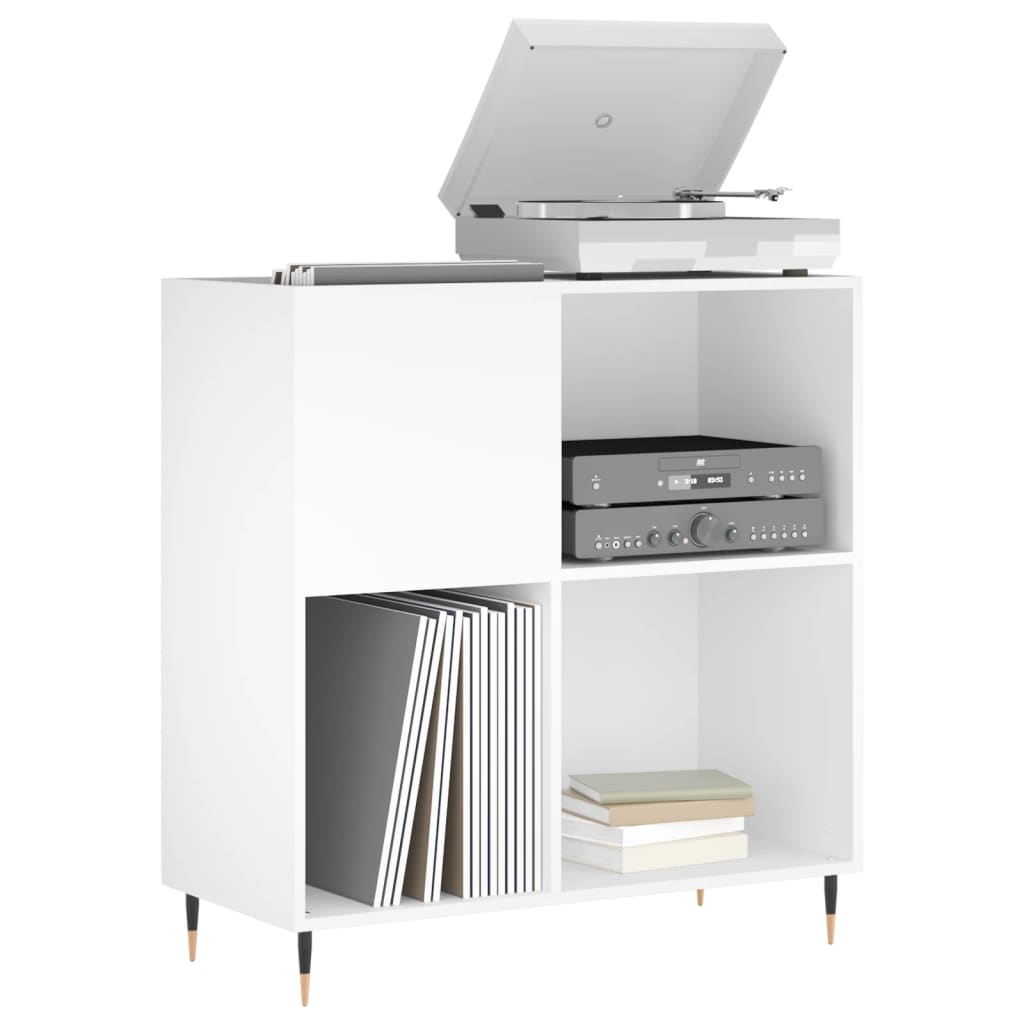 Record Cabinet White 84.5x38x89 cm Engineered Wood