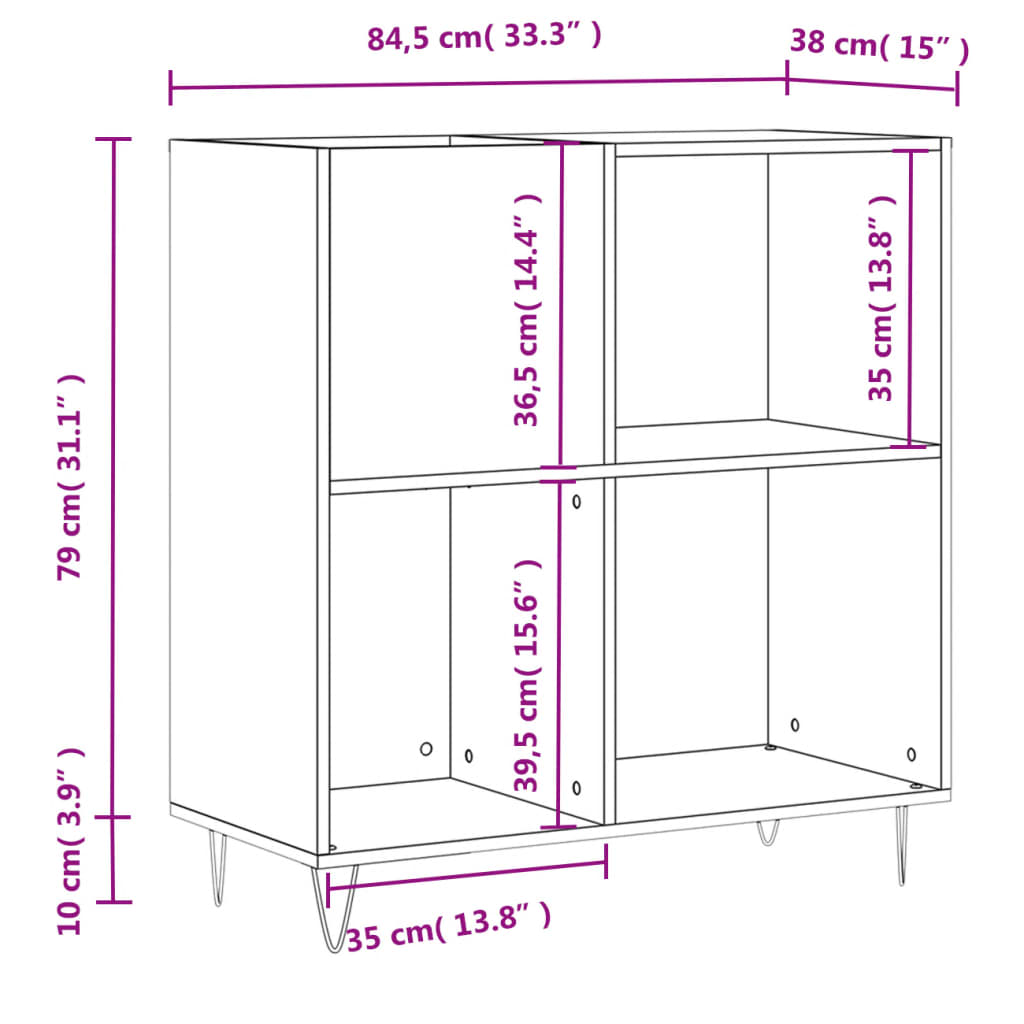 Record Cabinet | Sonoma oak | Engineered wood | Medium | Record Cabinet