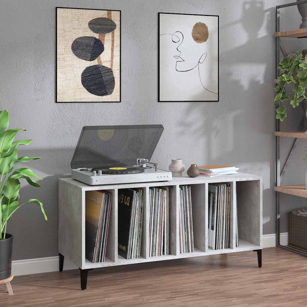 Record Cabinet Concrete Grey 100x38x48 cm Engineered Wood