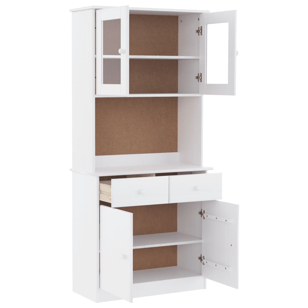 Highboard ALTA White 77x35x165 cm Solid Wood Pine
