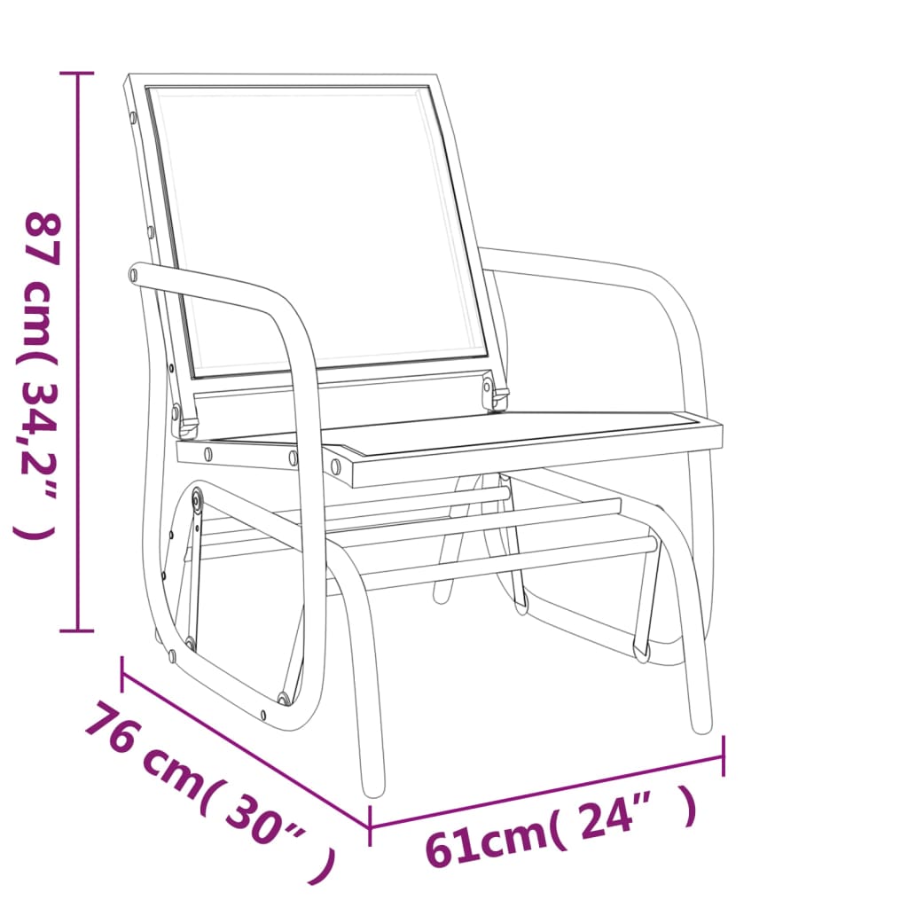 3 Piece Garden Glider Lounge Set Black Textilene and Steel