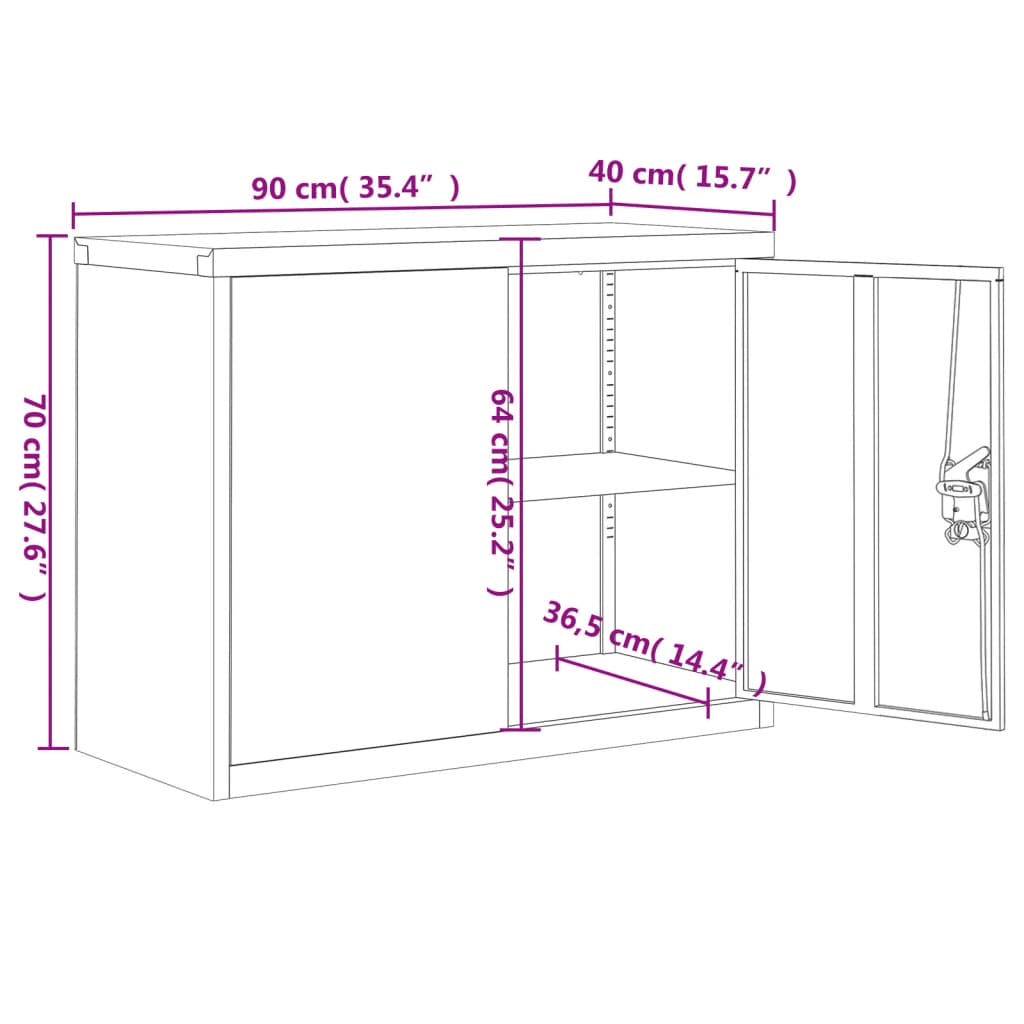 File Cabinet Anthracite 90x40x70 cm Steel