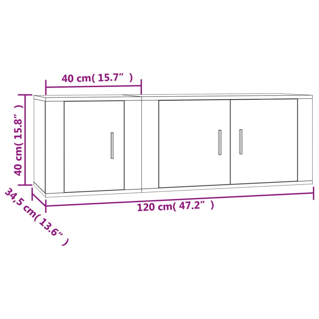 2 Piece TV Cabinet Set Concrete Grey Engineered Wood