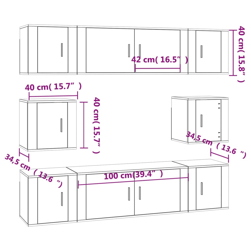 8 Piece TV Cabinet Set Sonoma Oak Engineered Wood