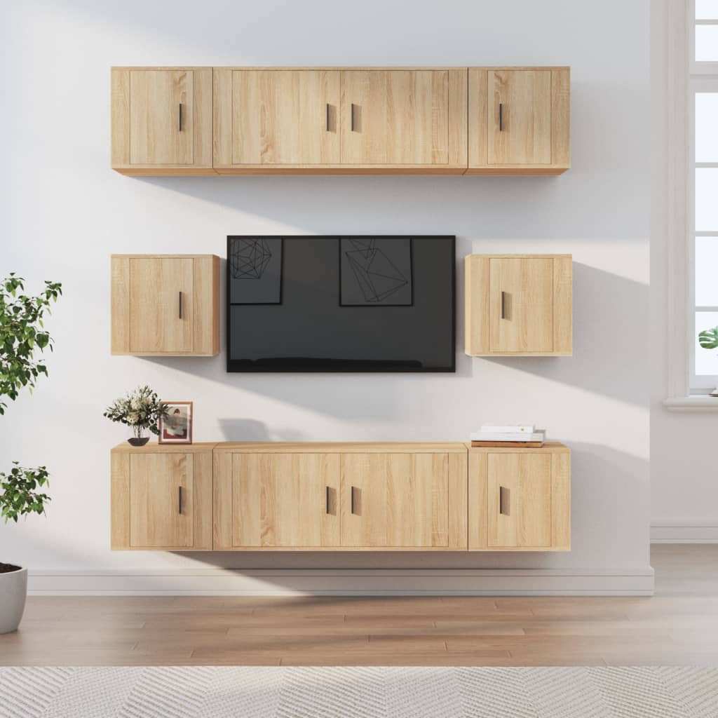 8 Piece TV Cabinet Set Sonoma Oak Engineered Wood