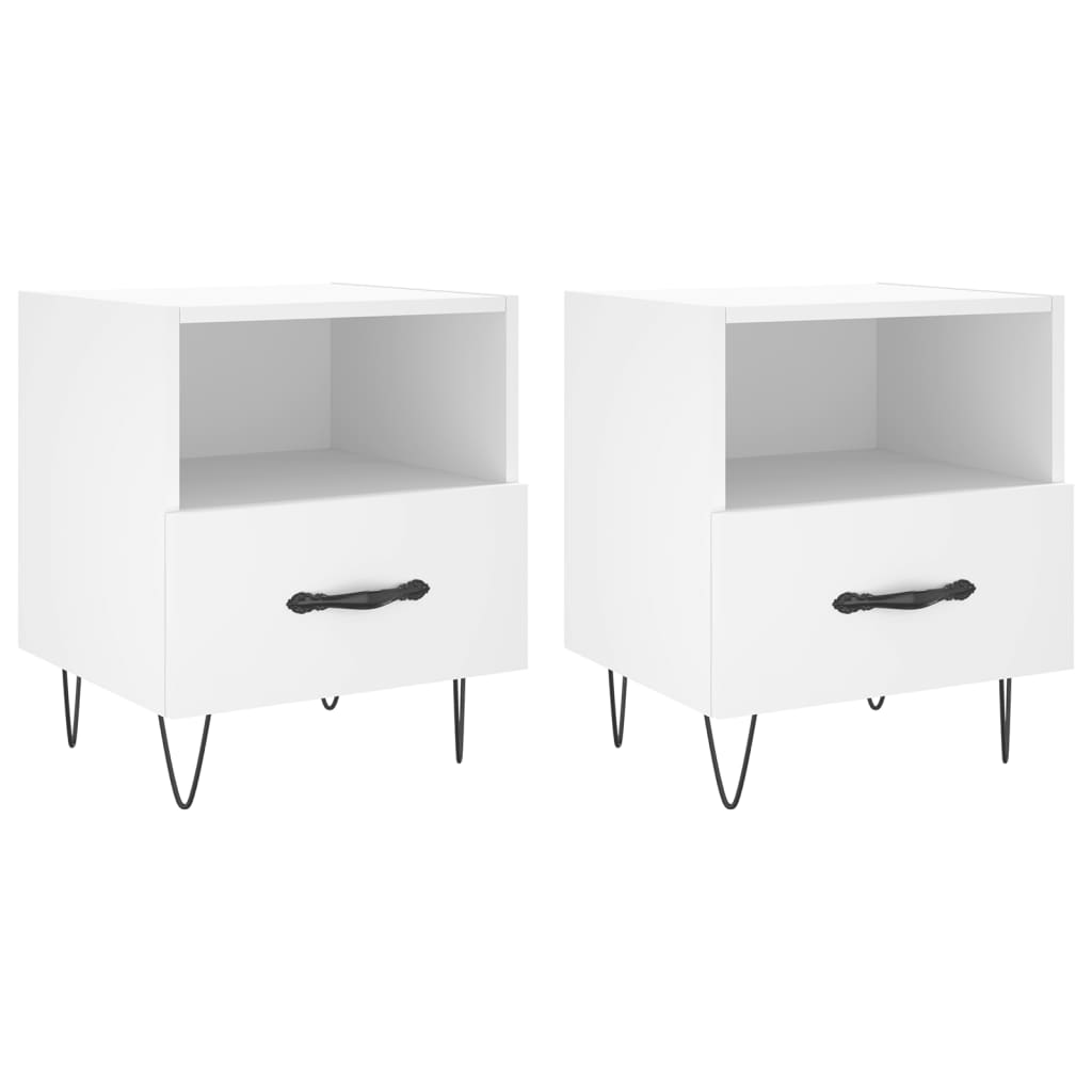 Bedside Cabinets 2 pcs White 40x35x47,5 cm Engineered Wood