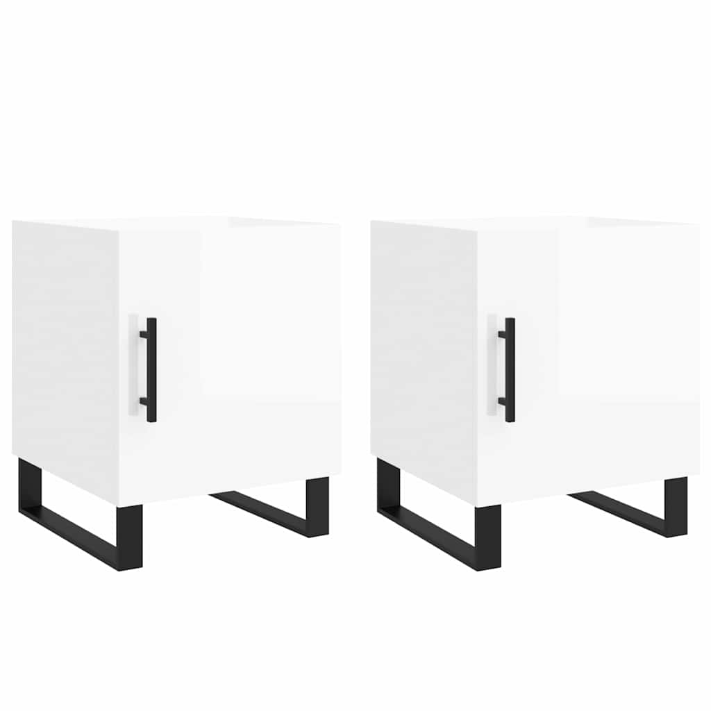 Bedside Cabinets 2 pcs High Gloss White 40x40x50 cm Engineered Wood