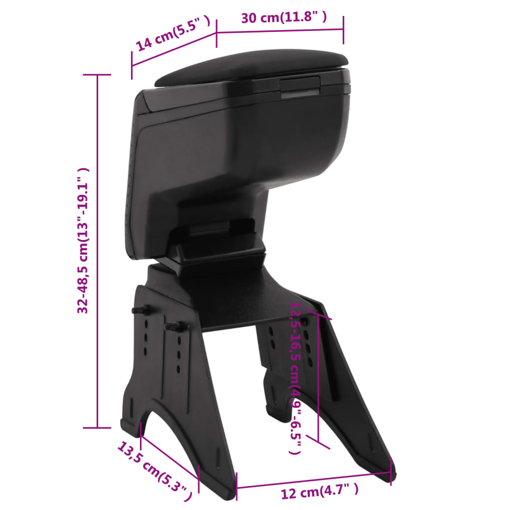 Car Armrest Universal Black 14x30x(32-48.5) cm ABS