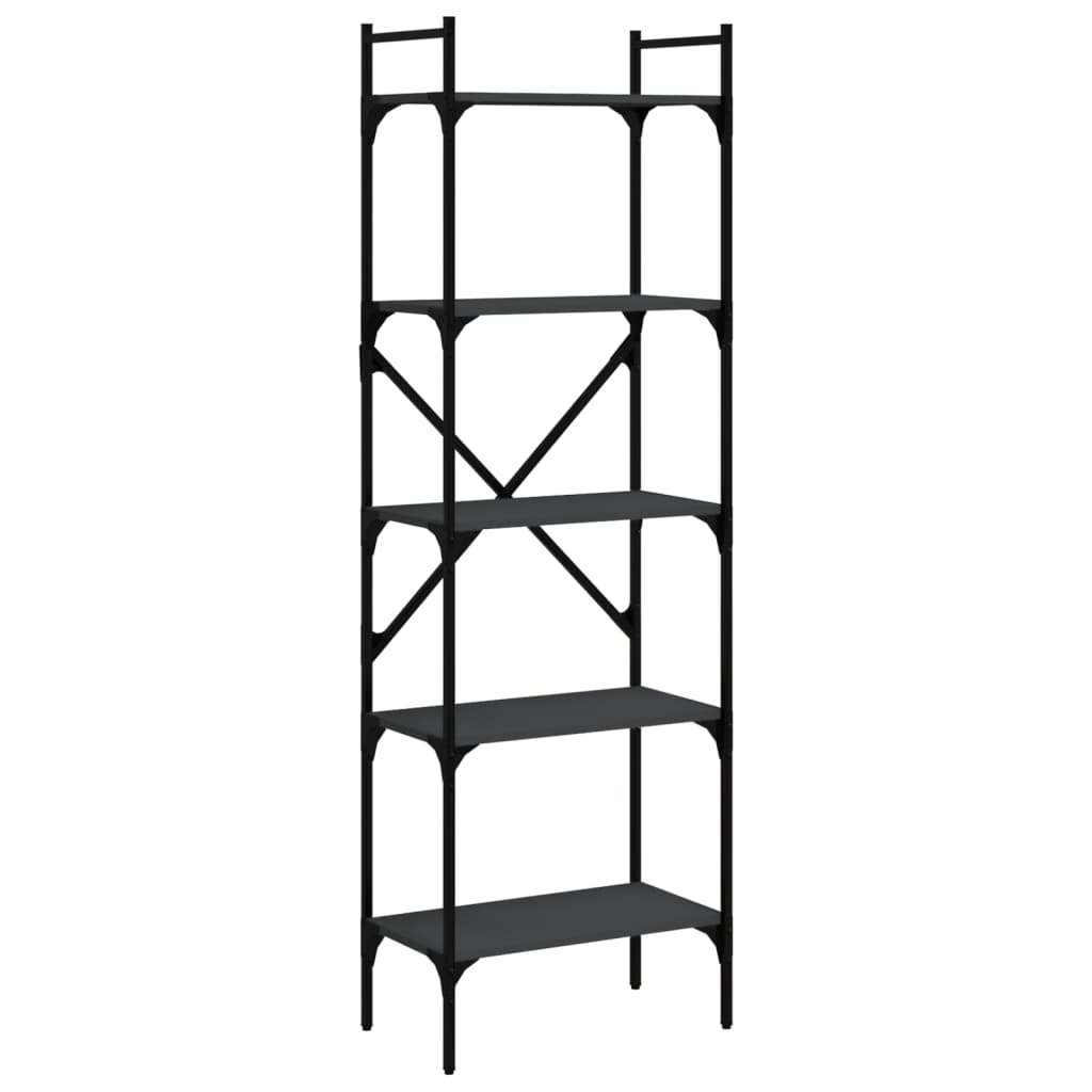 Bookcase 5-Tier Black 56x31,5x174 cm Engineered Wood