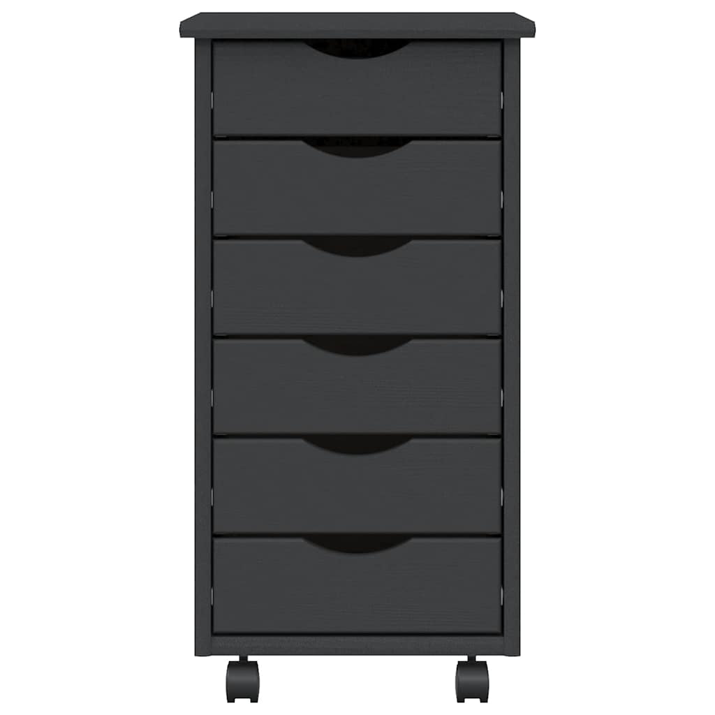 Rolling Cabinet with Drawers "MOSS" Grey Solid Wood Pine