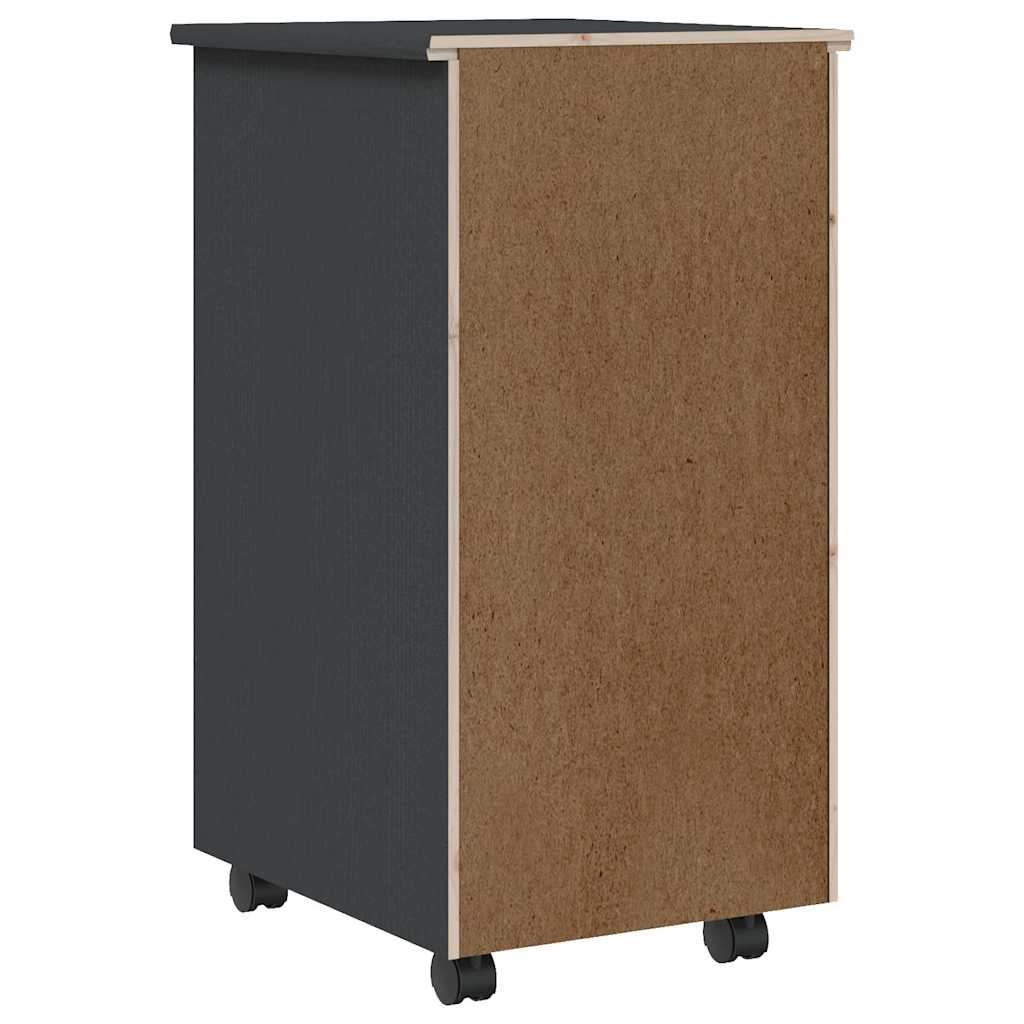 Rolling Cabinet with Drawers "MOSS" Grey Solid Wood Pine