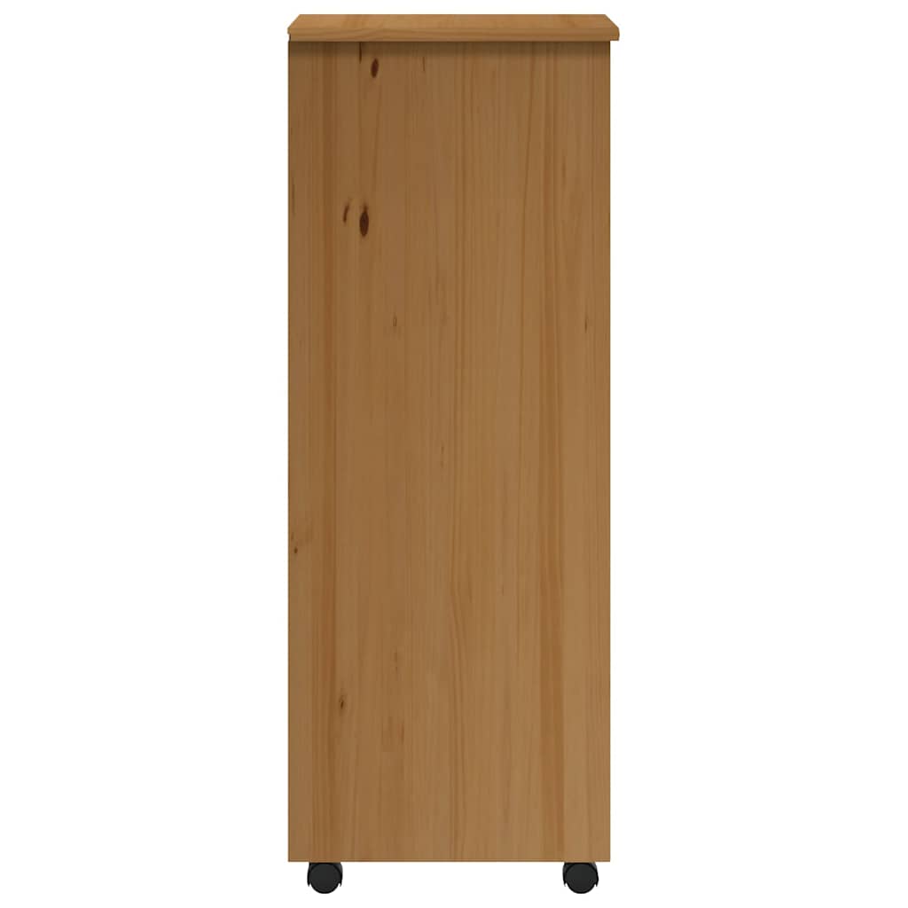 Rolling Cabinet with Drawers "MOSS" Honey Brown Solid Wood Pine