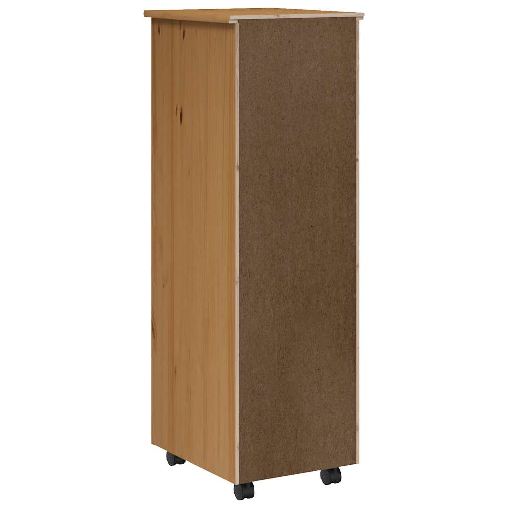 Rolling Cabinet with Drawers "MOSS" Honey Brown Solid Wood Pine
