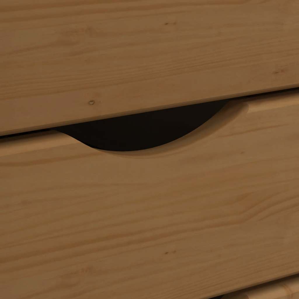 Rolling Cabinet with Drawers "MOSS" Honey Brown Solid Wood Pine
