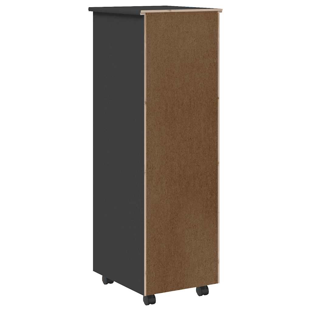 Rolling Cabinet with Drawers "MOSS" Grey Solid Wood Pine