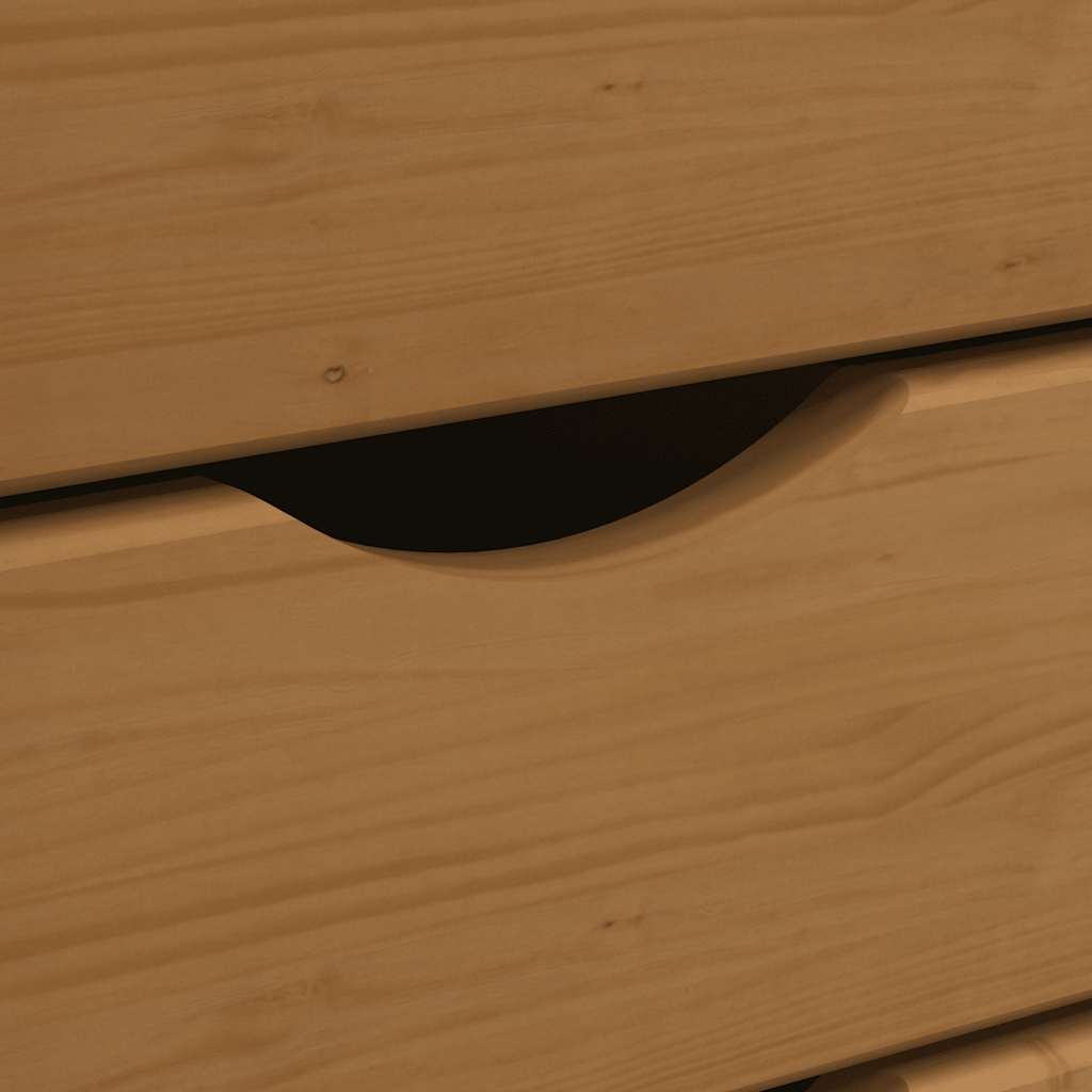 Rolling Cabinet with Drawers "MOSS" Honey Brown Solid Wood Pine