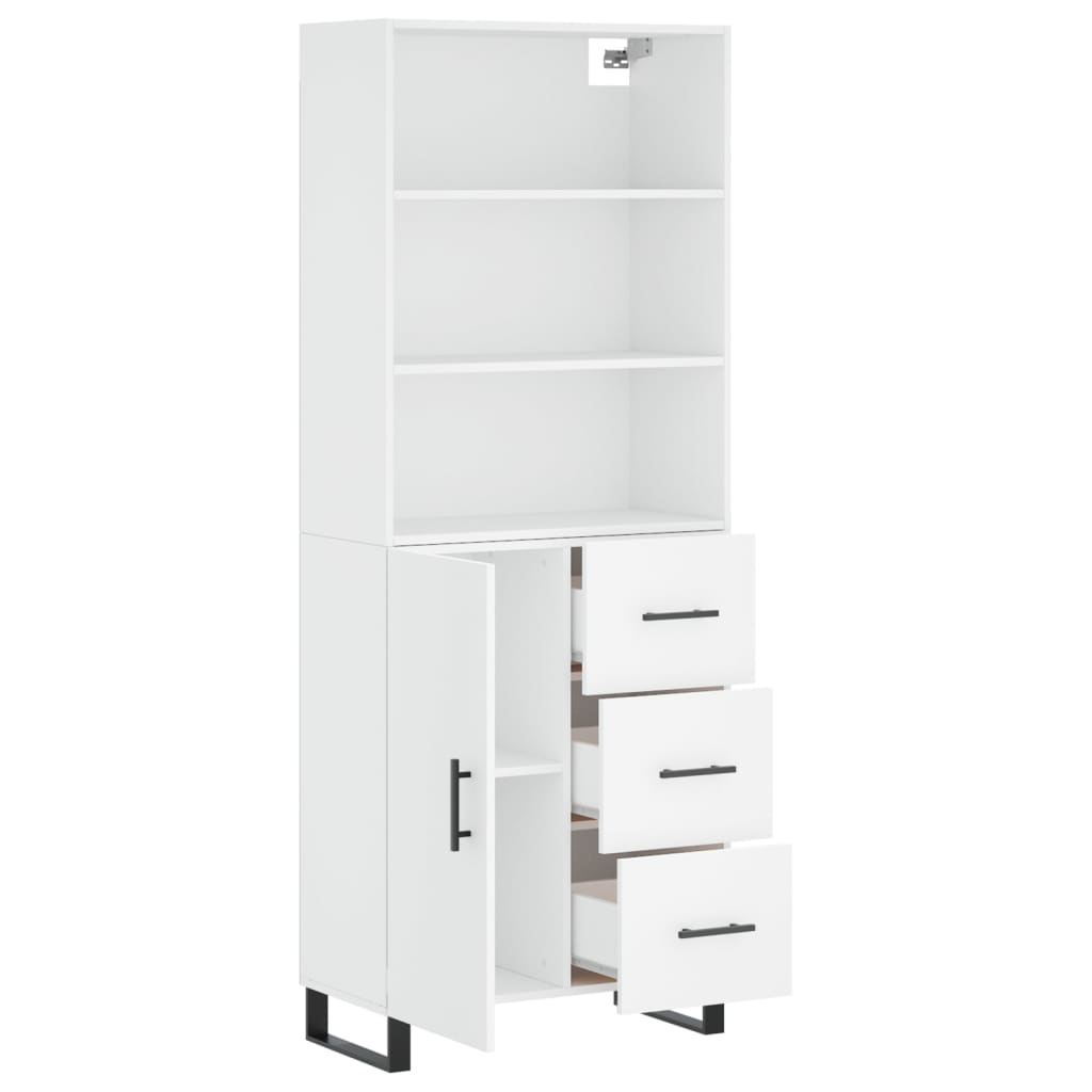 Highboard White 69.5x34x180 cm Engineered Wood