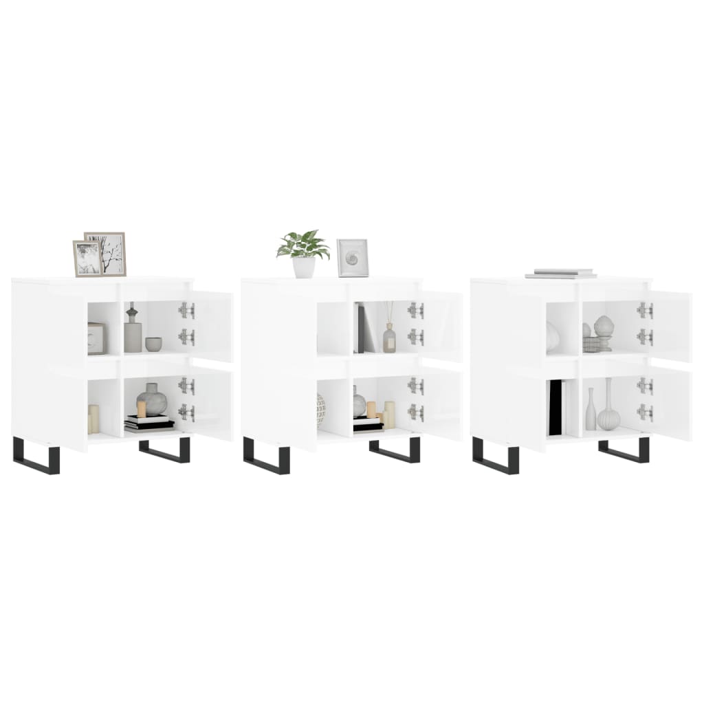 Sideboards 3 pcs High Gloss White Engineered Wood