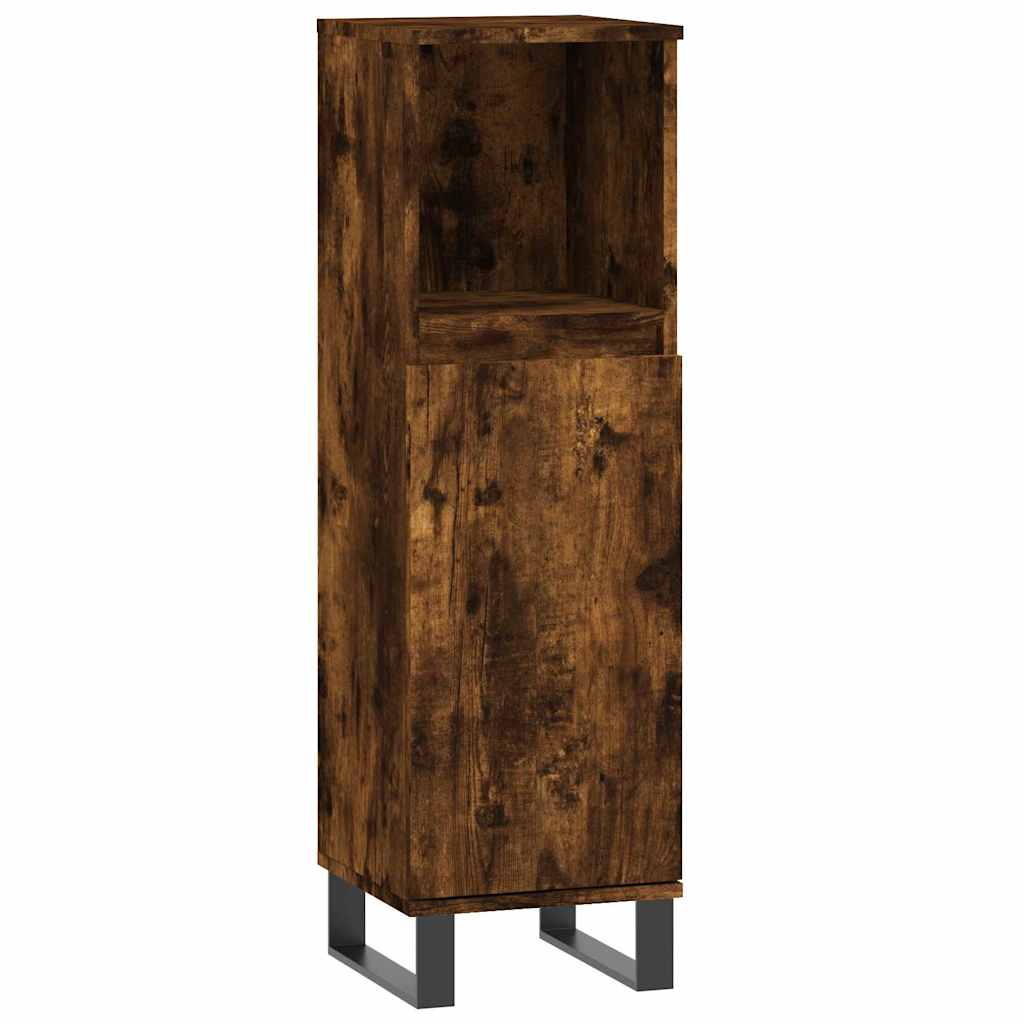 3 Piece Bathroom Furniture Set Smoked Oak Engineered Wood