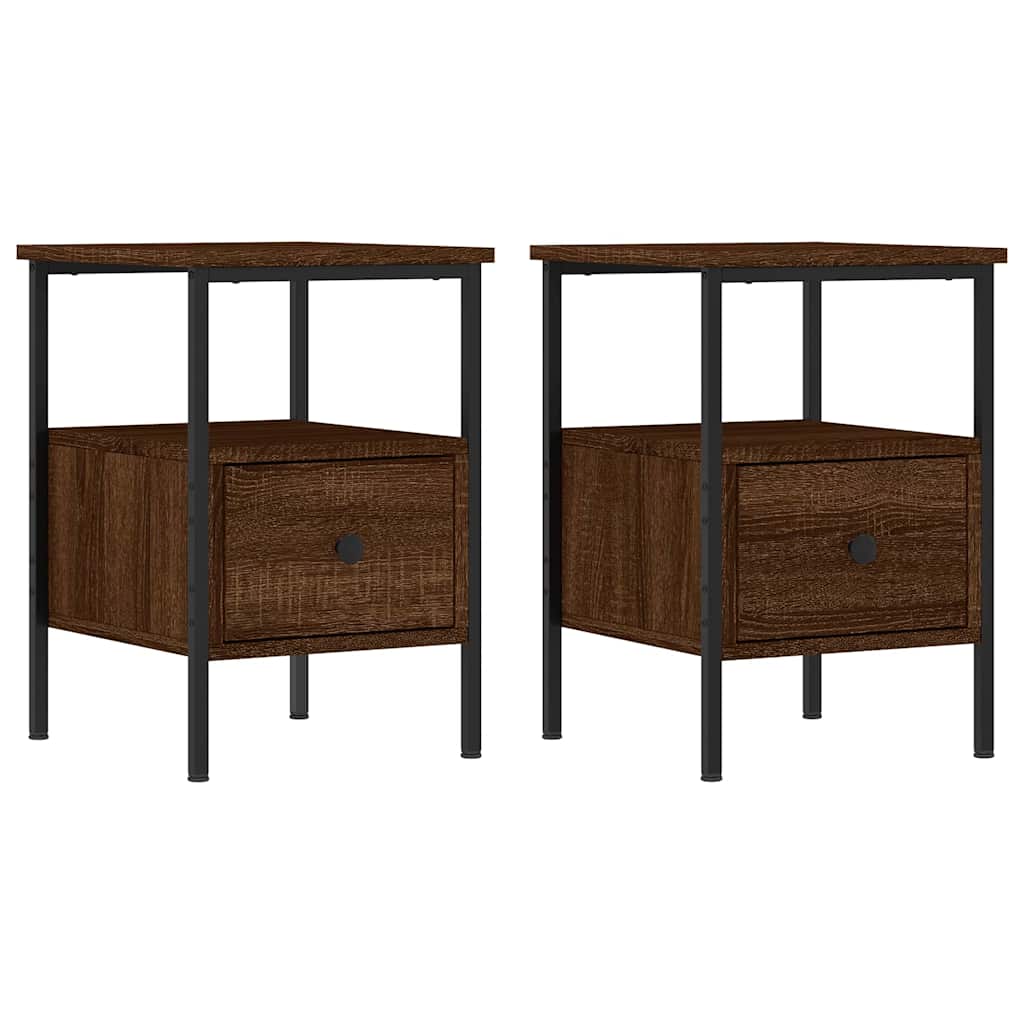 Bedside Cabinets 2 pcs Brown Oak 34x36x50 cm Engineered Wood