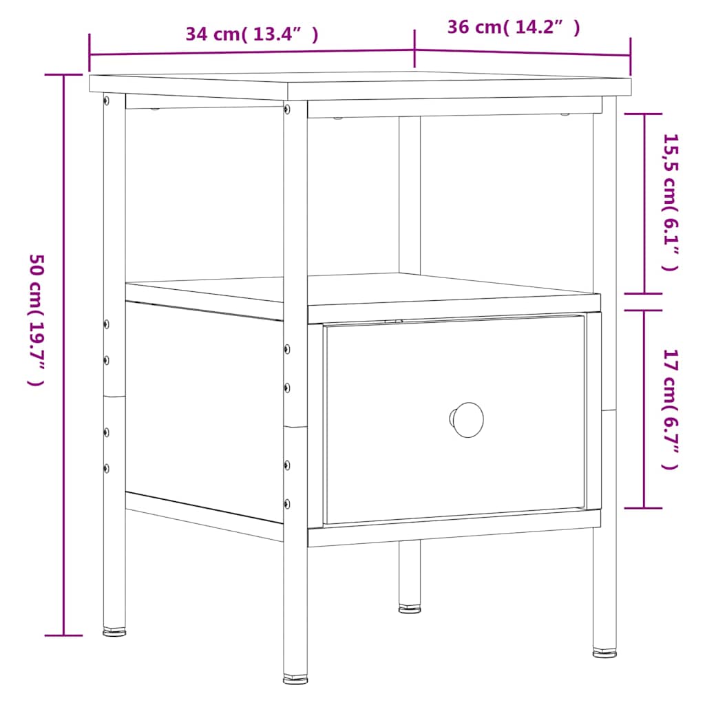 Bedside Cabinets 2 pcs Brown Oak 34x36x50 cm Engineered Wood