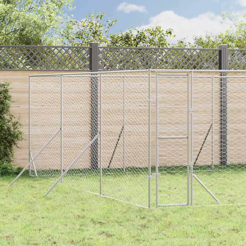 Outdoor Dog Kennel Silver 6x6x2 m Galvanised Steel