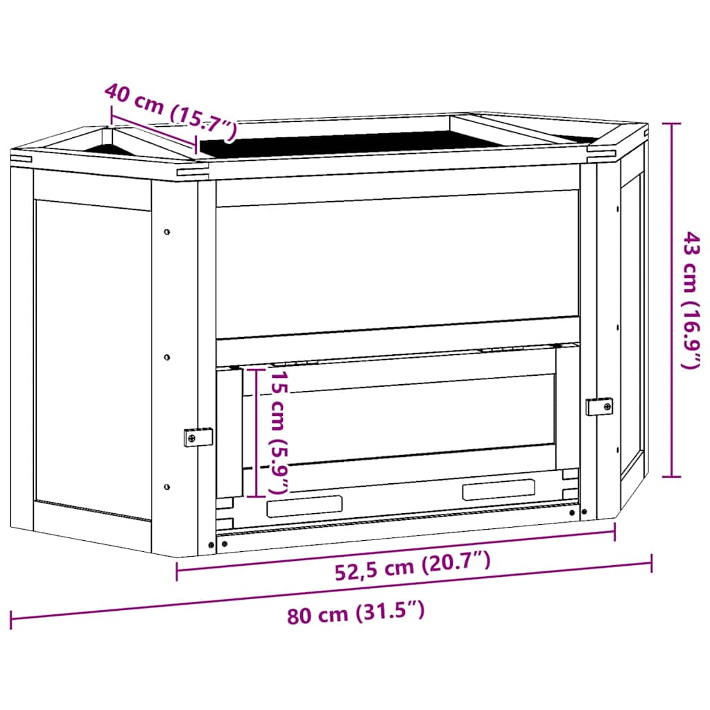 Hamster Cage 80x40x43 cm Solid Wood Fir