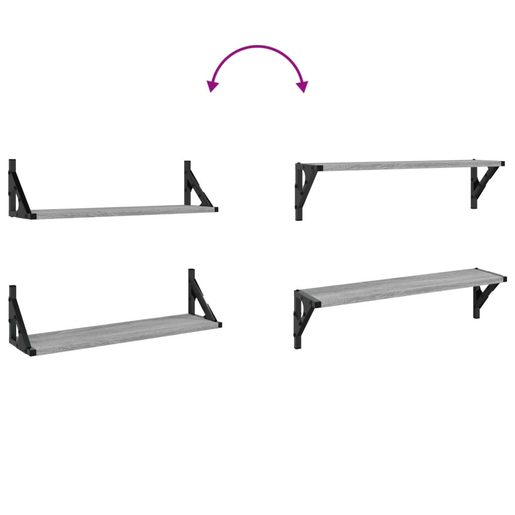 Wall Shelves 2 pcs Grey Sonoma 60x15x15.5 cm