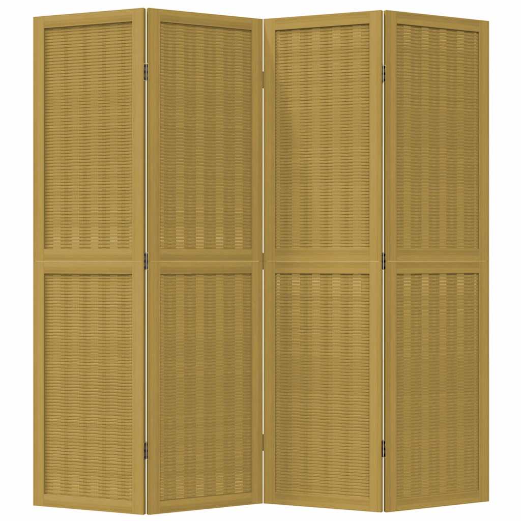 Room Divider 4 Panels Brown Solid Wood Paulownia
