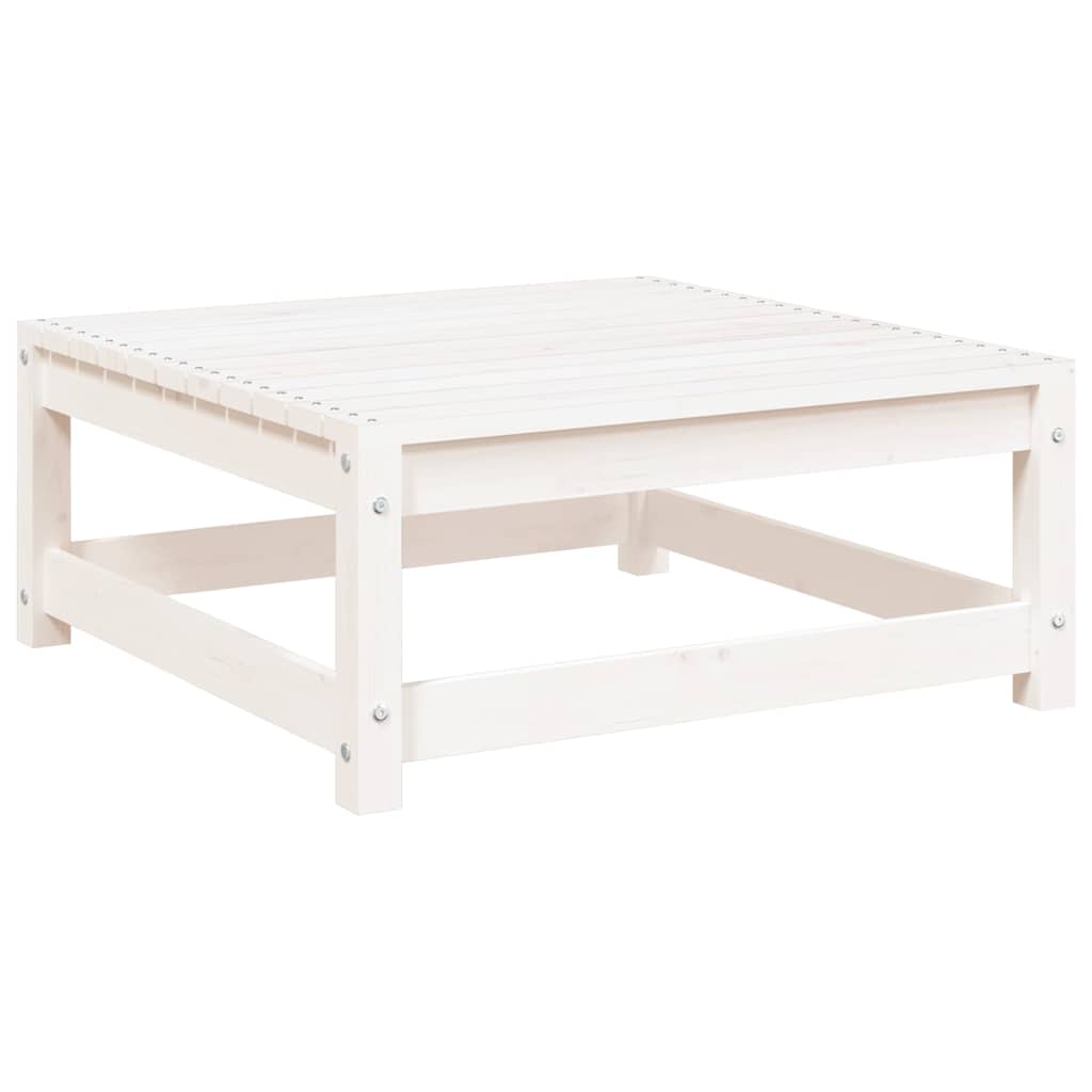 Garden Footstool | White | Solid pine wood | 70x70x30 cm | Modular