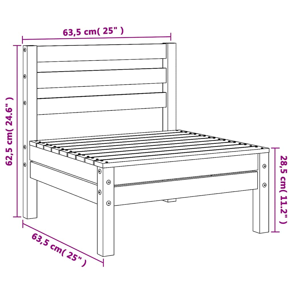 Garden Sofa Armless Solid Wood Douglas