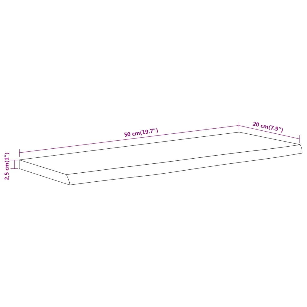Wall Shelf 50x20x2.5 cm Rectangular Solid Wood Acacia Live Edge