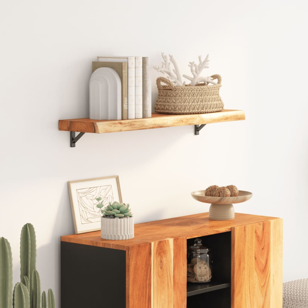 Wall Shelf 70x20x2.5 cm Rectangular Solid Wood Acacia Live Edge