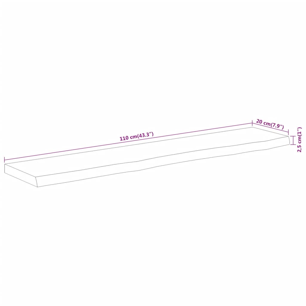 Wall Shelf 110x20x2.5 cm Rectangular Solid Wood Acacia Live Edge